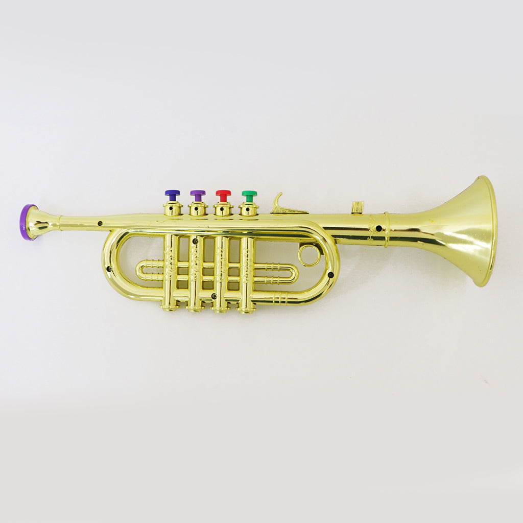 34cm Trumpet for Gift Musical Instrument w/ 3 Colored Keys Gold-plated