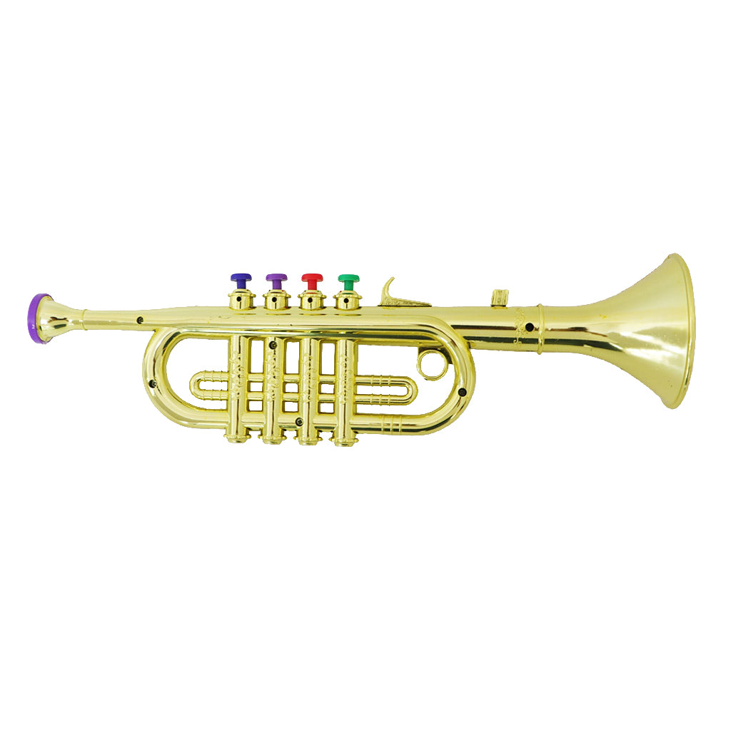 34cm Trumpet for Gift Musical Instrument w/ 3 Colored Keys Gold-plated