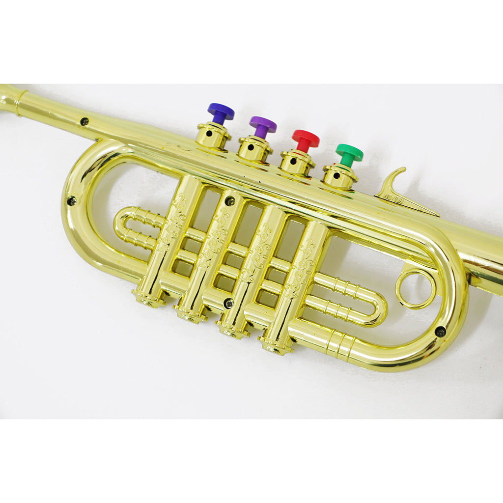 34cm Trumpet for Gift Musical Instrument w/ 3 Colored Keys Gold-plated