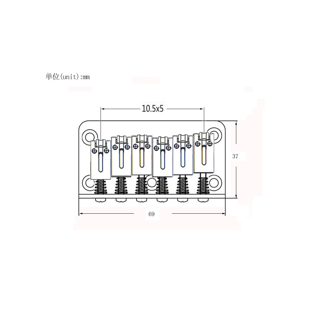 69mm Fixed Hardtail Saddle Bridge Top Load for Electric Guitar Parts Black