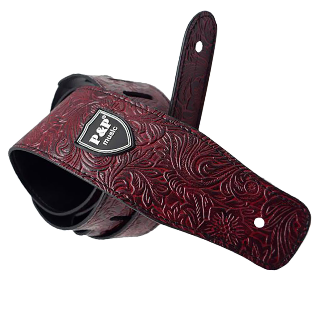 Durable PU Leather Strap Belt for Guitar Bass Burgundy