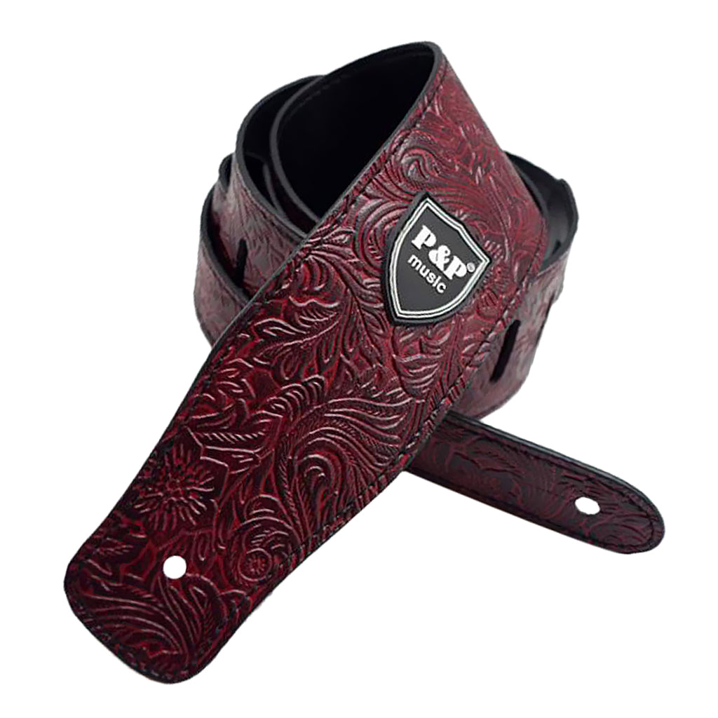 Durable PU Leather Strap Belt for Guitar Bass Burgundy