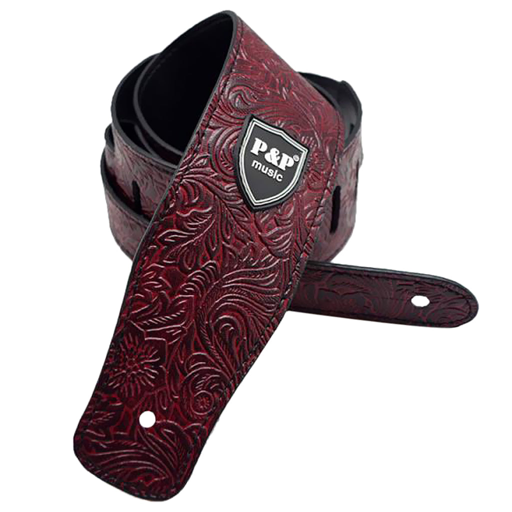 Durable PU Leather Strap Belt for Guitar Bass Burgundy