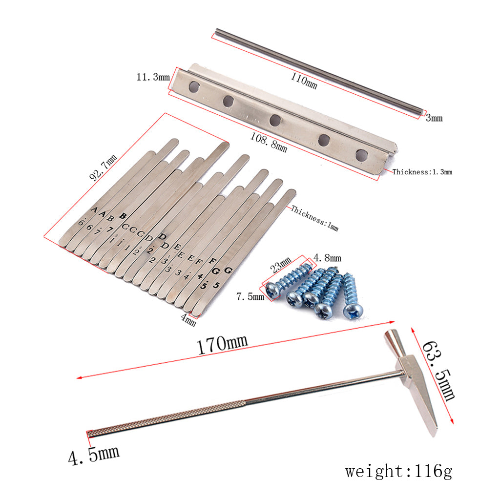 1 Set 17 Note Kalimba Thumb Piano Steel Keys