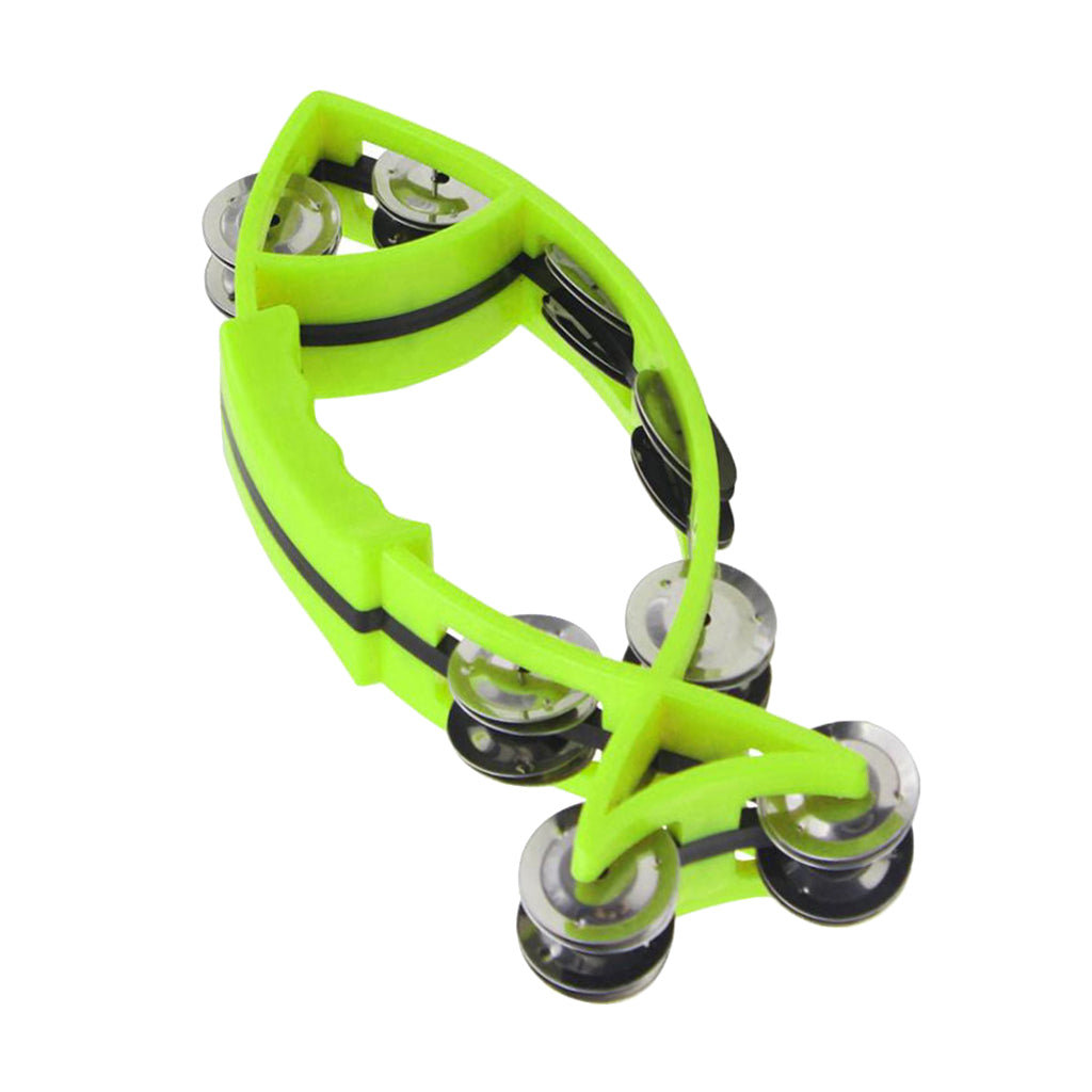 Fish-shaped Tambourine Handbell Baby Kid Early Educational Instrument Green