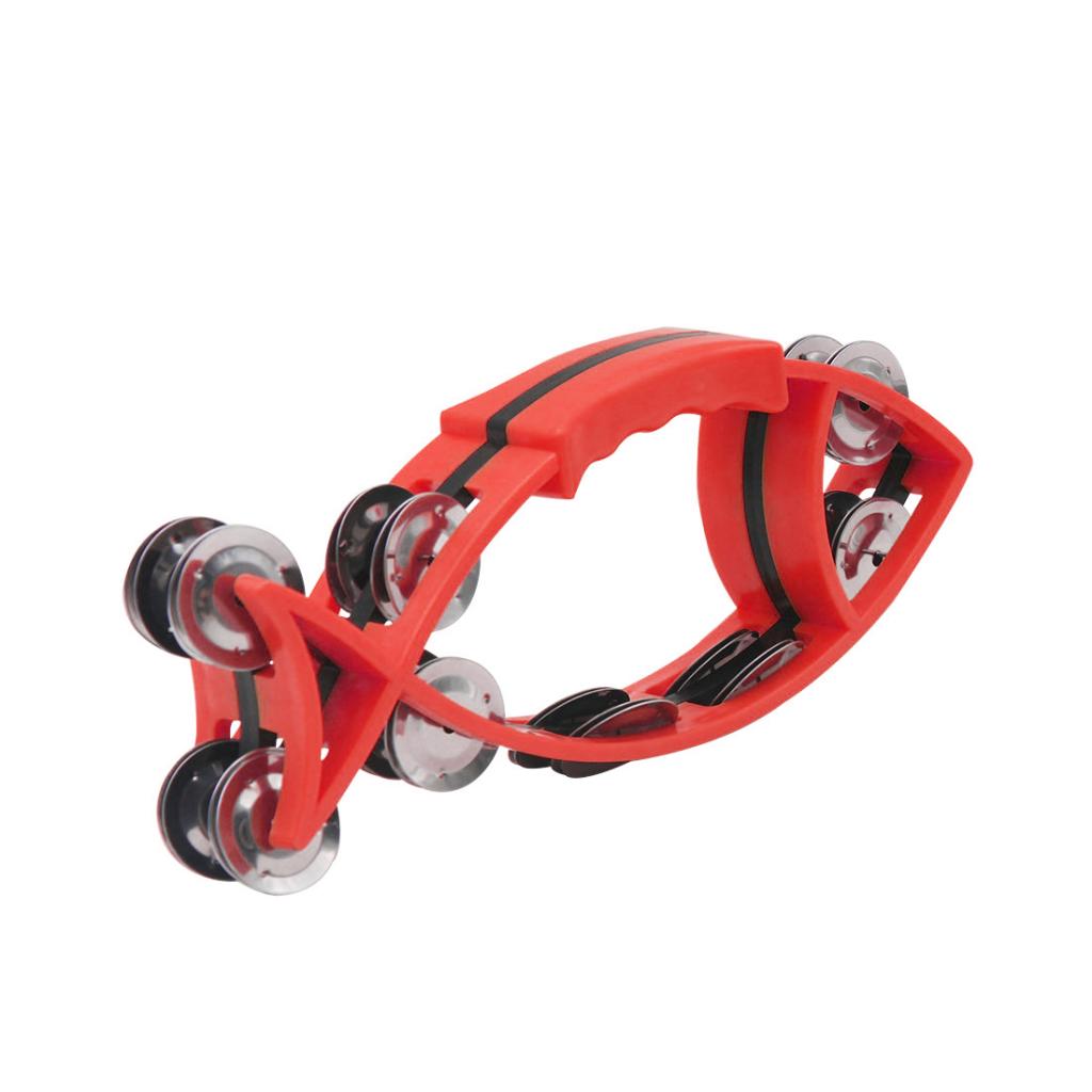 Fish-shaped Tambourine Handbell Baby Kid Early Educational Instrument Red