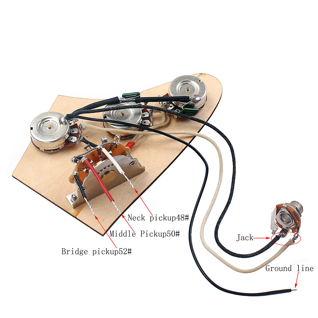 Guitar Wiring Harness Pickup 1V2T 5 Way Toggle Switch White Knobs