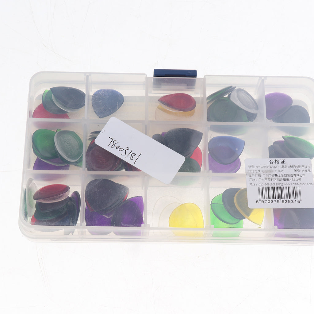 1 Pack Plastic Guitar Pick Plectrums with Storage Box Set 2.0mm