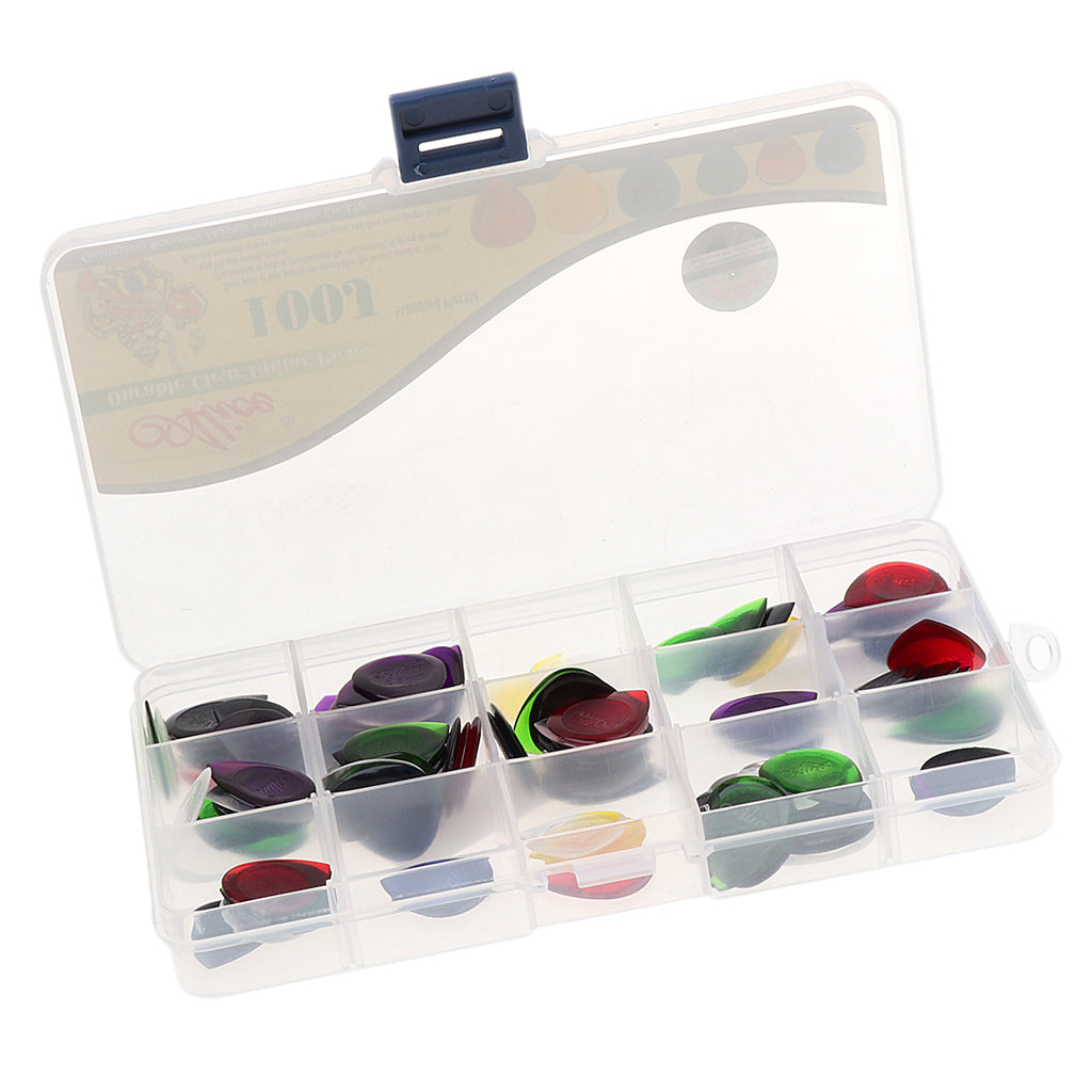 1 Pack Plastic Guitar Pick Plectrums with Storage Box Set 2.0mm