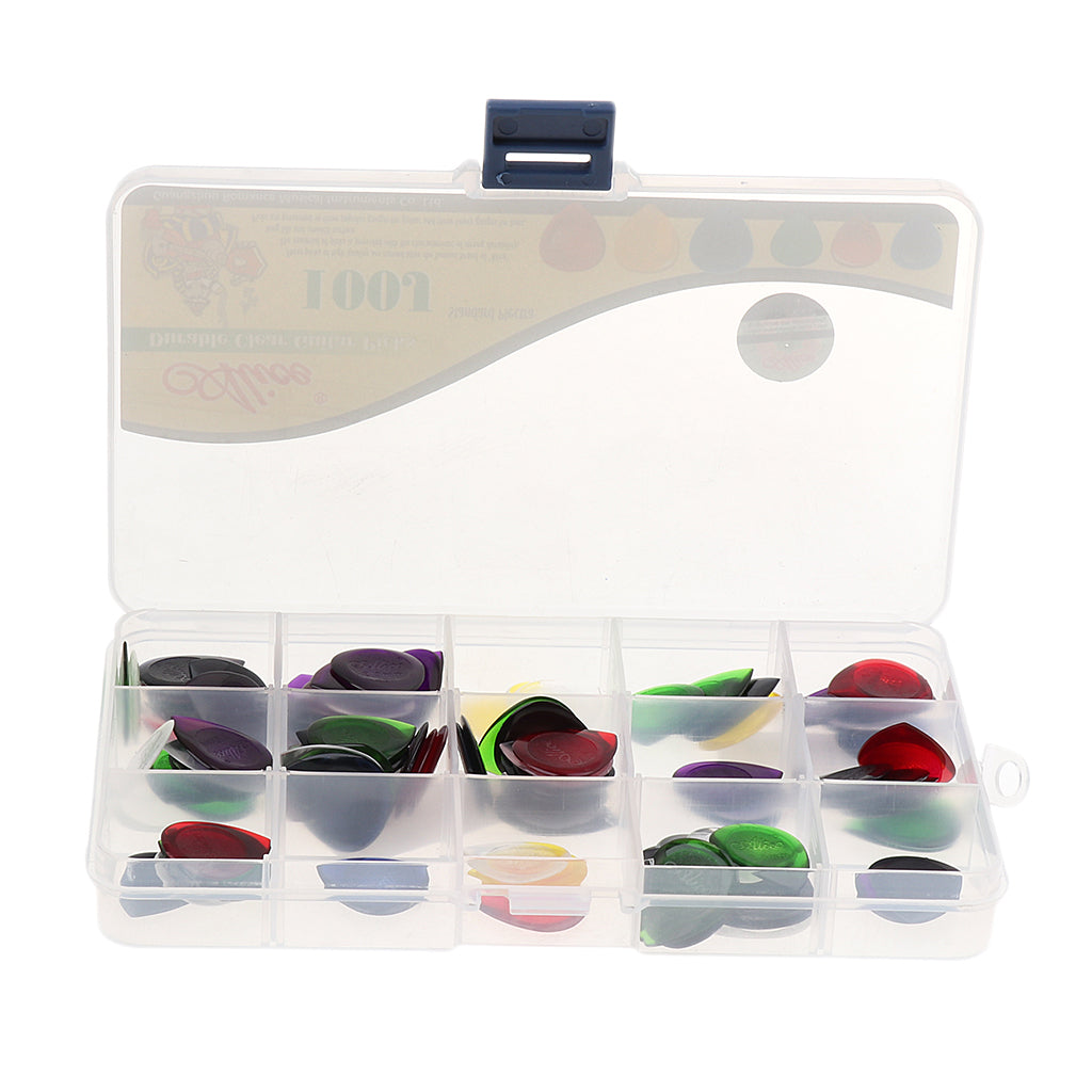 1 Pack Plastic Guitar Pick Plectrums with Storage Box Set 2.0mm