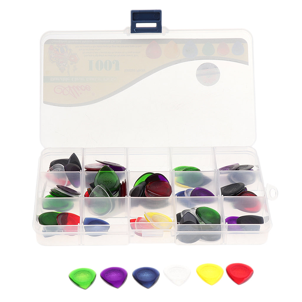 1 Pack Plastic Guitar Pick Plectrums with Storage Box Set 2.0mm