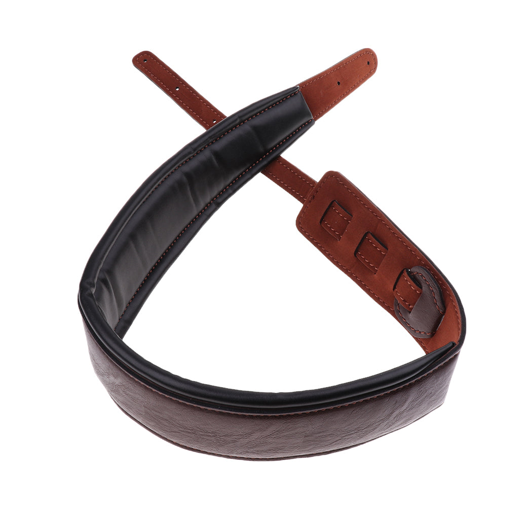 Comfortable Guitar Strap Electric Guitar Bass Adjustable Strap Belt Brown