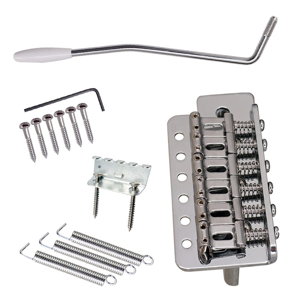 6 String Flat Saddle Tremolo Bridge System for FD ST Electric Guitar  Silver