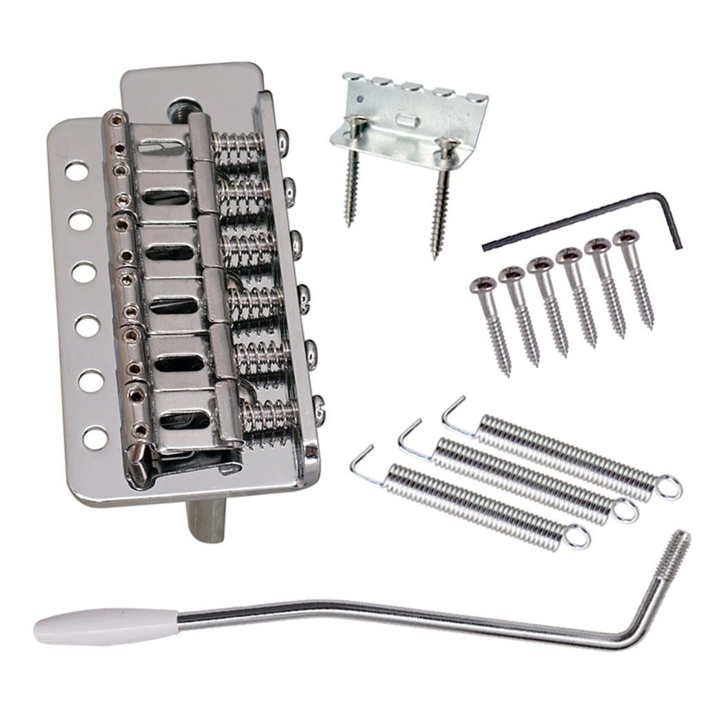 6 String Flat Saddle Tremolo Bridge System for FD ST Electric Guitar  Silver