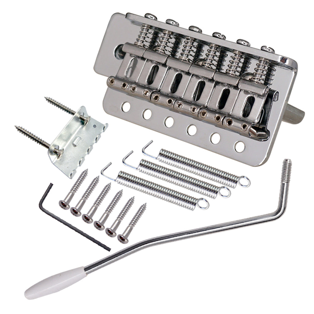 6 String Flat Saddle Tremolo Bridge System for FD ST Electric Guitar  Silver