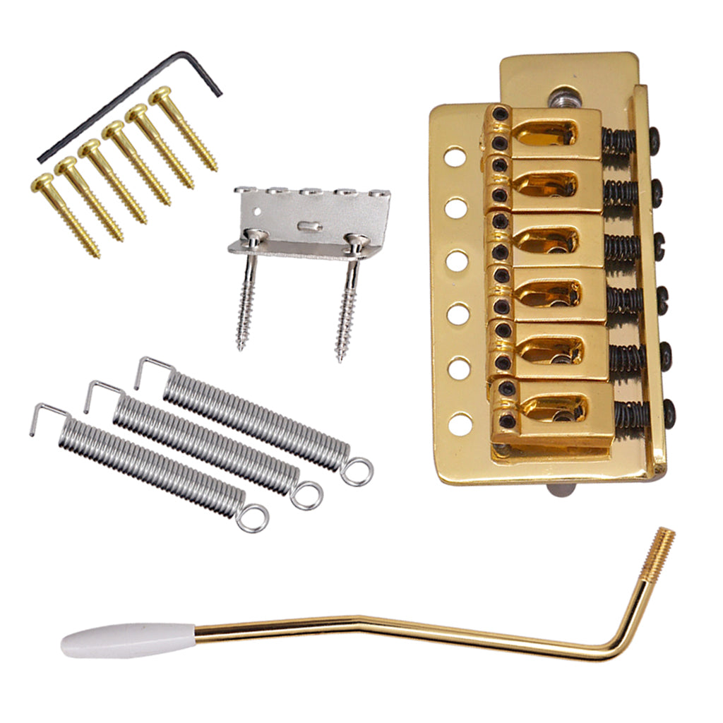 6 String Flat Saddle Tremolo Bridge System for FD ST Electric Guitar  Gold