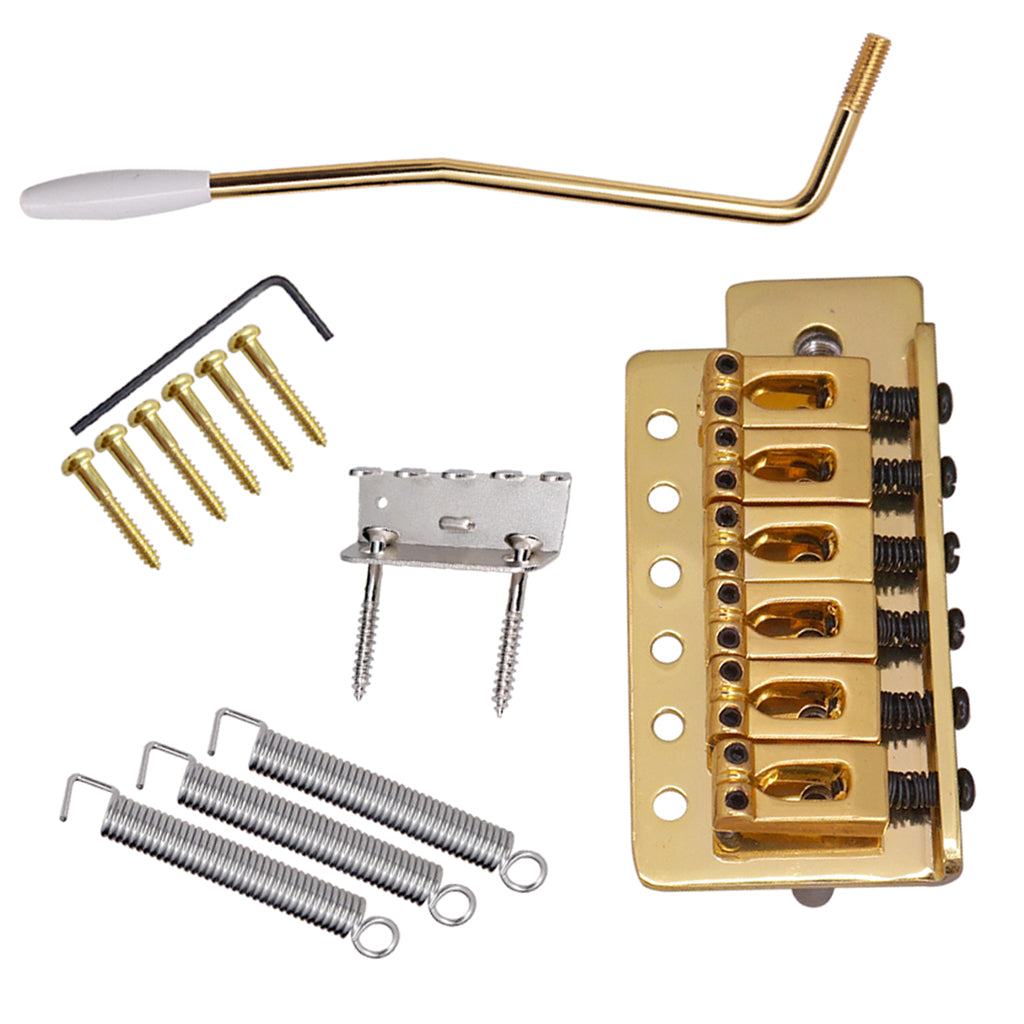 6 String Flat Saddle Tremolo Bridge System for FD ST Electric Guitar  Gold