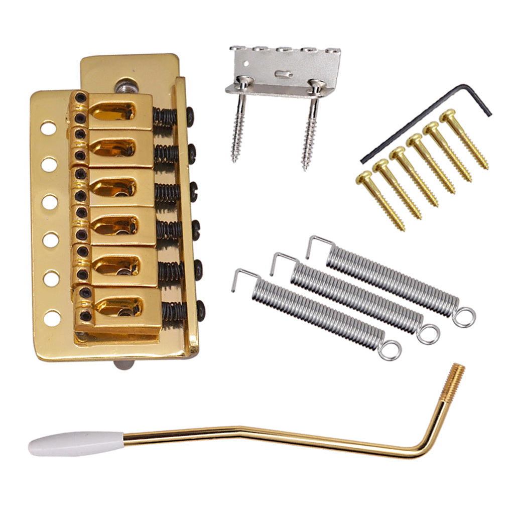 6 String Flat Saddle Tremolo Bridge System for FD ST Electric Guitar  Gold