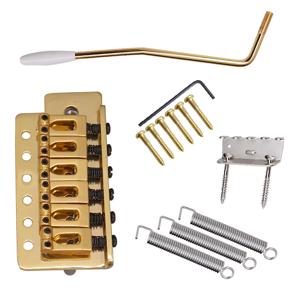 6 String Flat Saddle Tremolo Bridge System for FD ST Electric Guitar  Gold