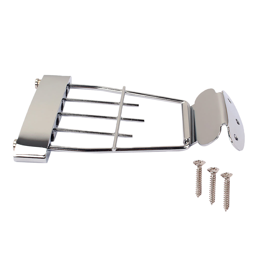 Chrome 4 String Trapeze Tailpiece for Archtop Jazz Bass Guitar Parts