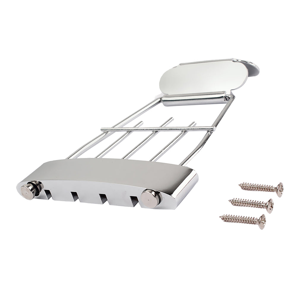 Chrome 4 String Trapeze Tailpiece for Archtop Jazz Bass Guitar Parts