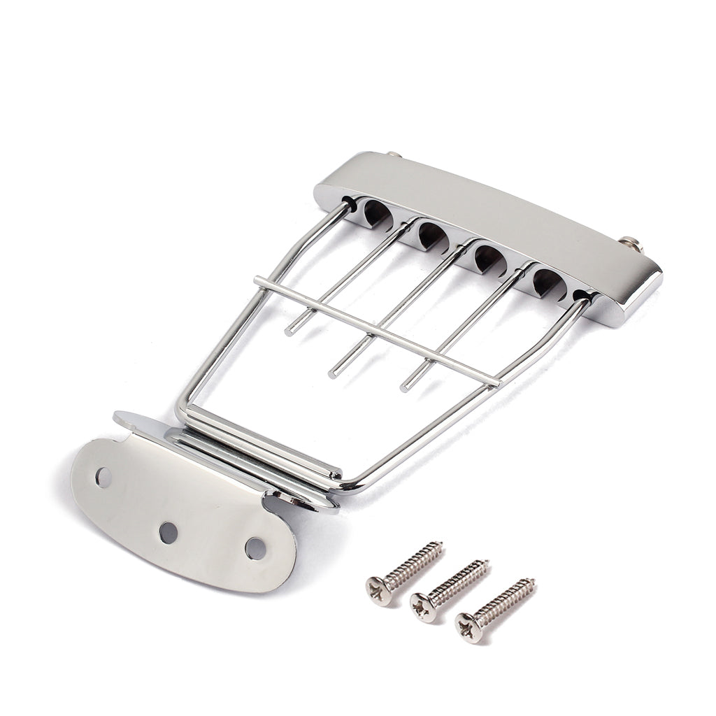 Chrome 4 String Trapeze Tailpiece for Archtop Jazz Bass Guitar Parts