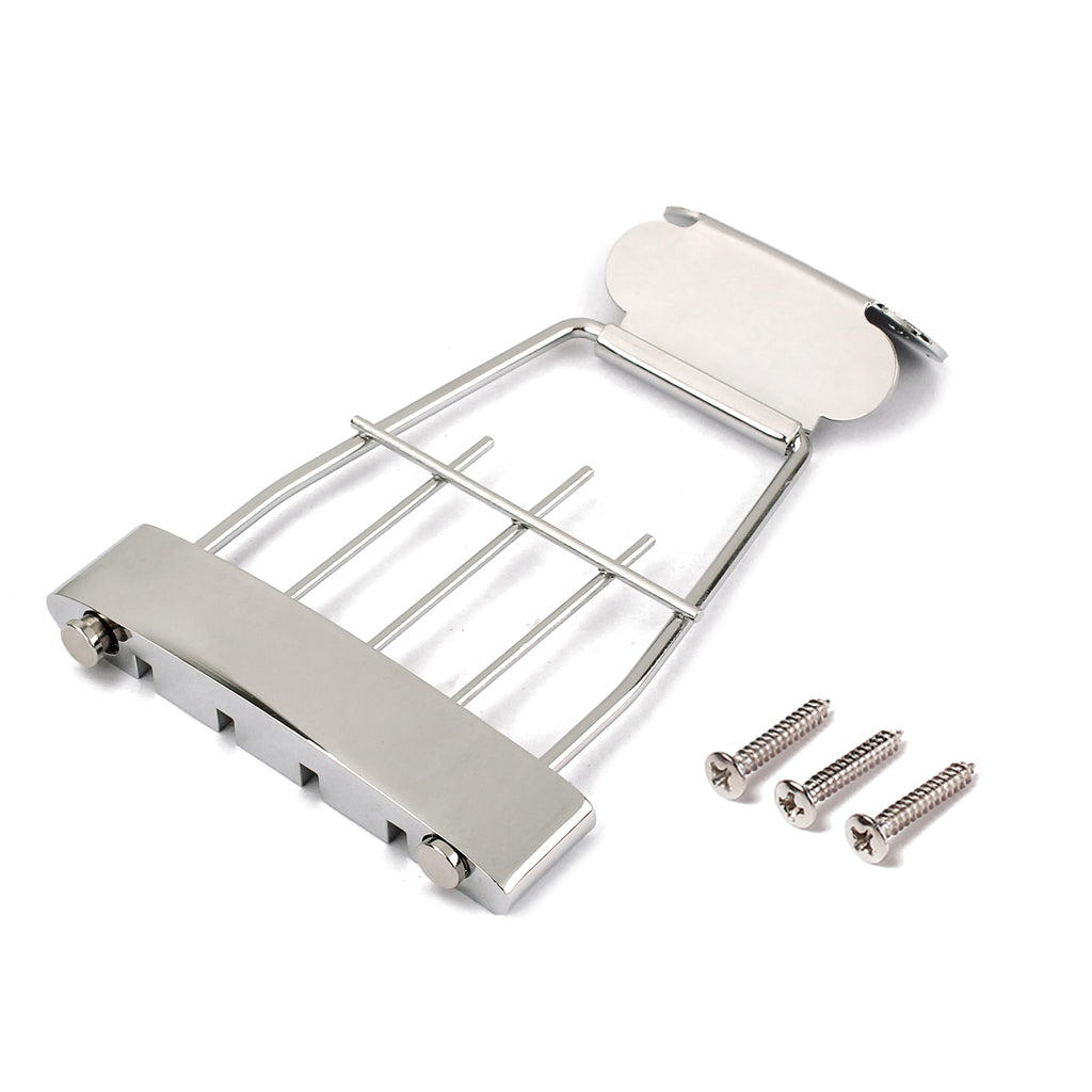 Chrome 4 String Trapeze Tailpiece for Archtop Jazz Bass Guitar Parts