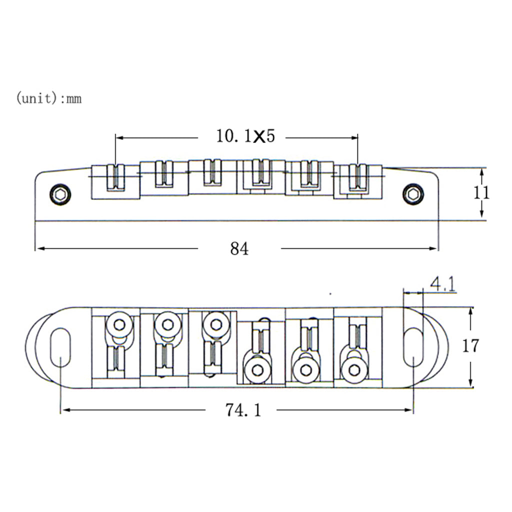 1 Set Roller Saddle Locking Bridge with Studs for Les Paul LP Guitar Gold