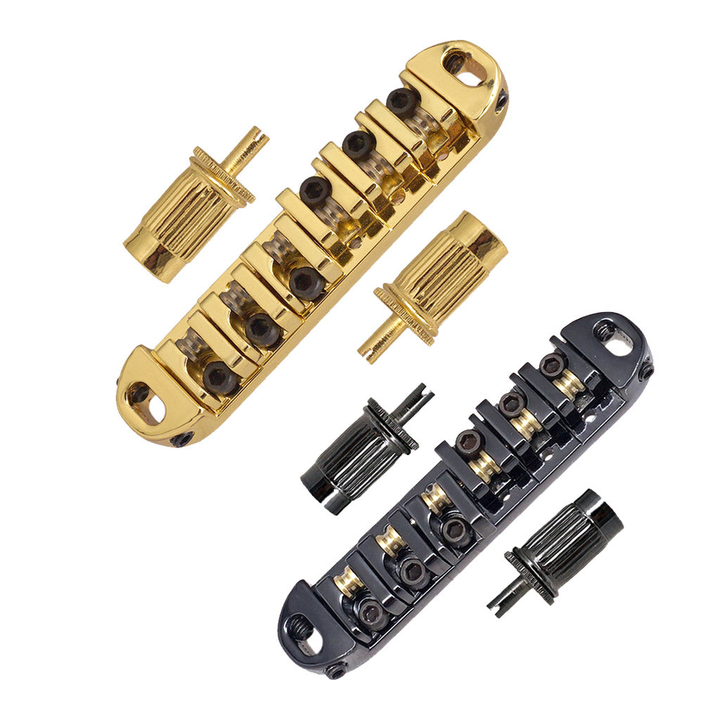 1 Set Roller Saddle Locking Bridge with Studs for Les Paul LP Guitar Gold