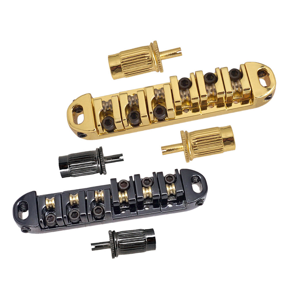 1 Set Roller Saddle Locking Bridge with Studs for Les Paul LP Guitar Gold