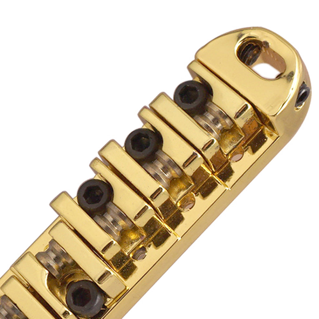 1 Set Roller Saddle Locking Bridge with Studs for Les Paul LP Guitar Gold