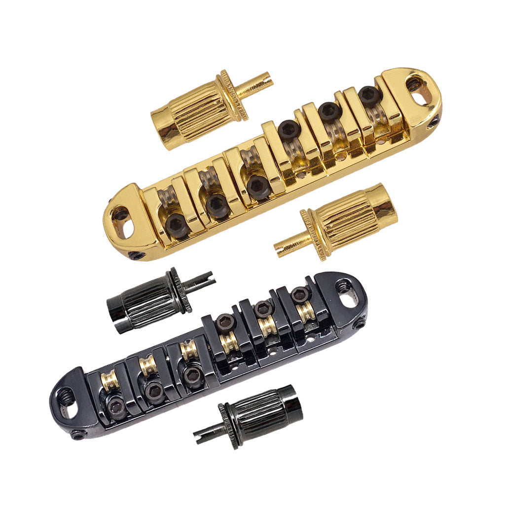 1 Set Roller Saddle Locking Bridge with Studs for Les Paul LP Guitar Gold