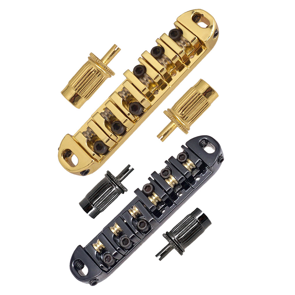 1 Set Roller Saddle Locking Bridge with Studs for Les Paul LP Guitar Gold