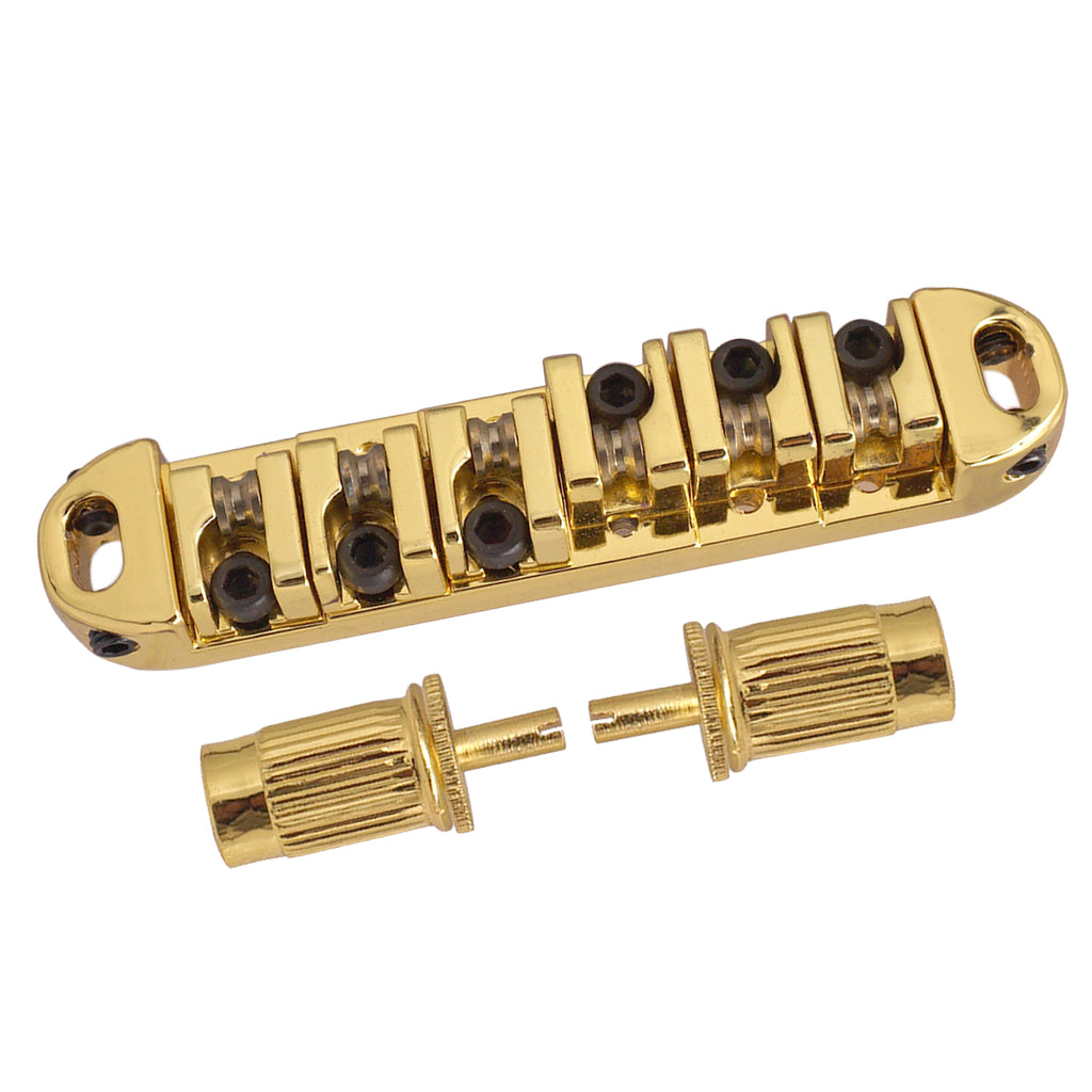 1 Set Roller Saddle Locking Bridge with Studs for Les Paul LP Guitar Gold