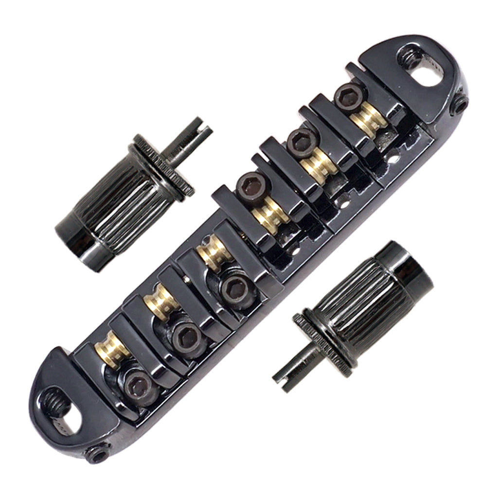 Roller Saddle Bridge Tailpiece for LP Electric Guitar Black with Golden