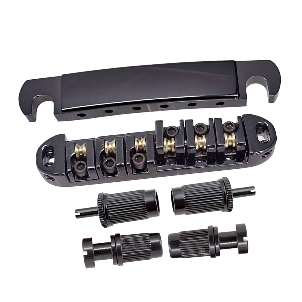 Roller Saddle Bridge Tailpiece for LP Electric Guitar Black with Golden