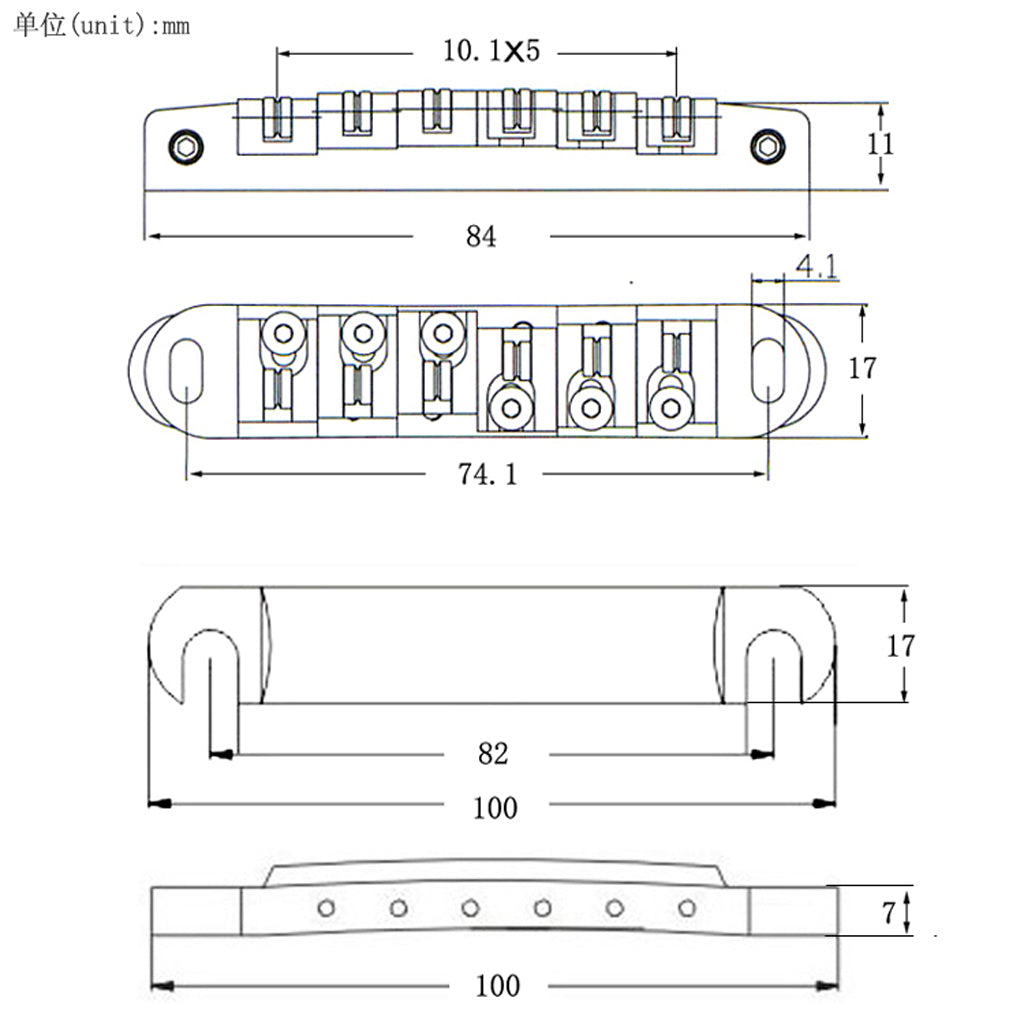 Roller Saddle Bridge Tailpiece for LP Electric Guitar Black with Golden