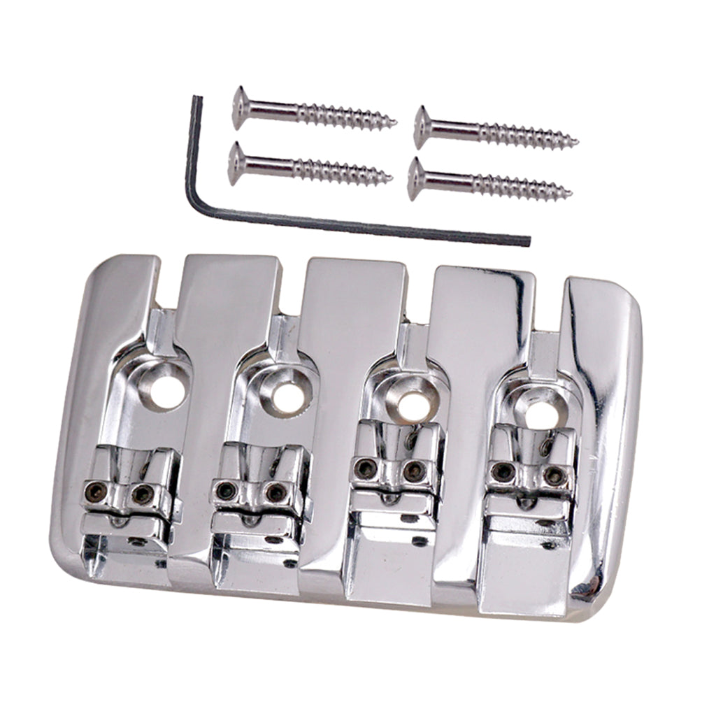 Guitar Saddle Bridge Tailpiece for 4 String Electric Bass Parts Silver