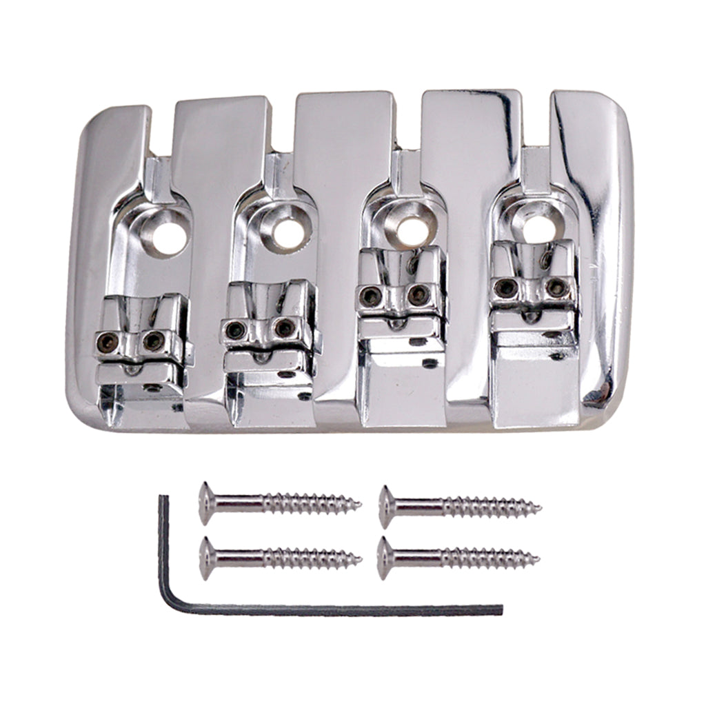 Guitar Saddle Bridge Tailpiece for 4 String Electric Bass Parts Silver