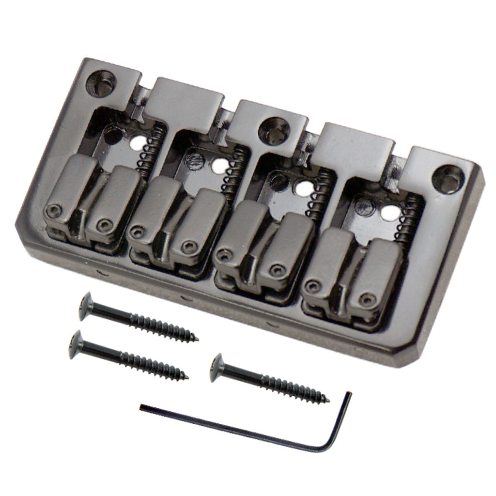 4 String Electric Bass Guitar Bridge with Wrench Screws Black