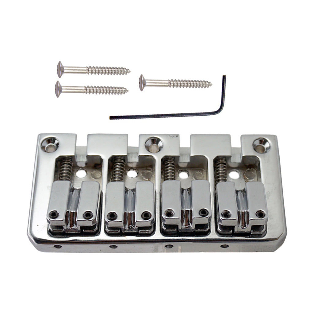 4 String Electric Bass Guitar Bridge with Wrench Screws Silver