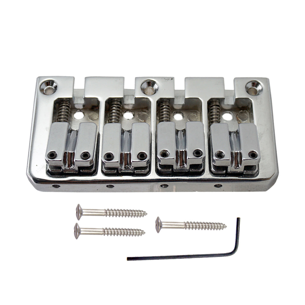 4 String Electric Bass Guitar Bridge with Wrench Screws Silver