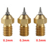 3D Printer Parts 0.2/0.3/0.5mm Brass Extruder Hotend Nozzle With Nozzles