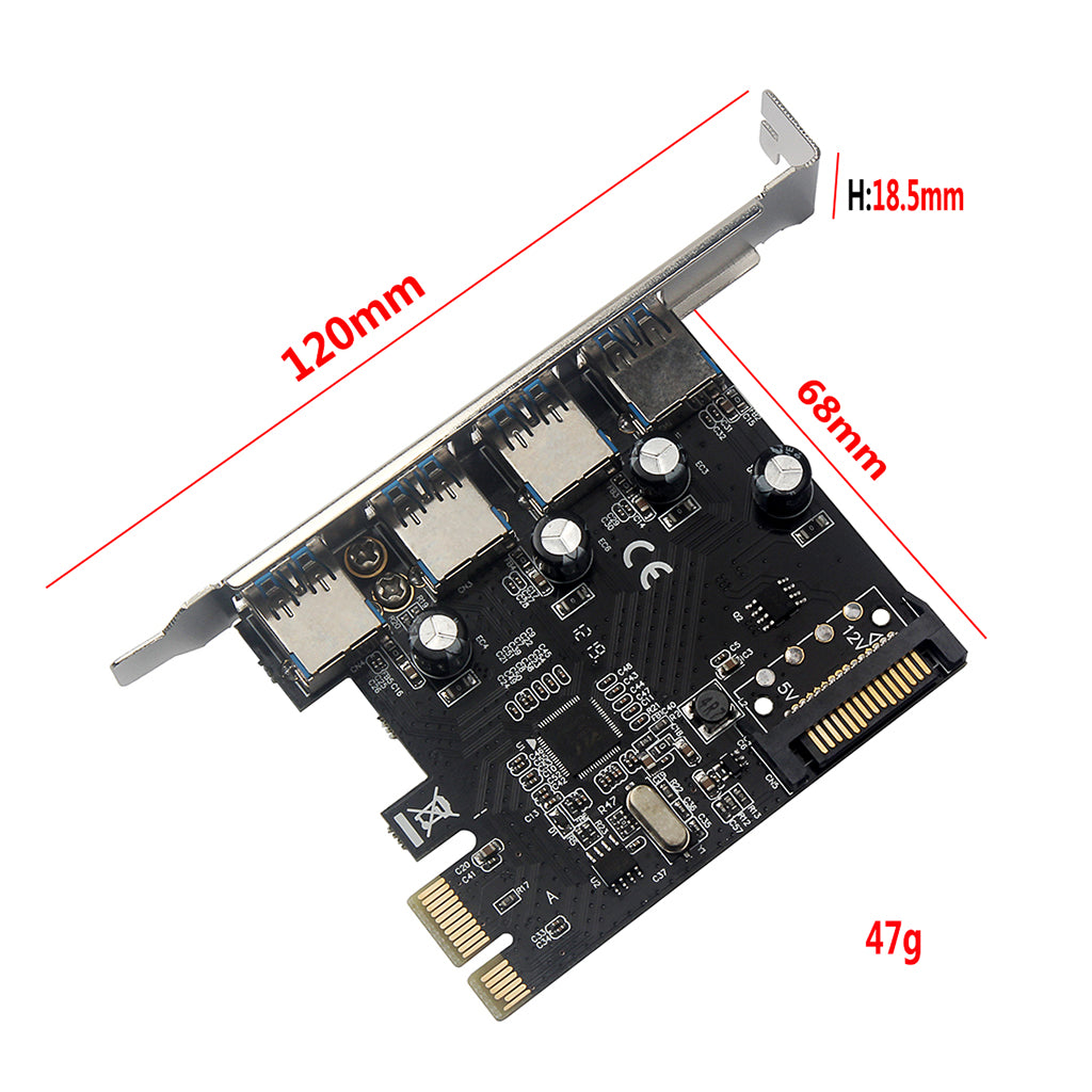 4 Port PCI-E to USB3.0 HUB PCI Express Expansion Card for Windows XP/7/8/10