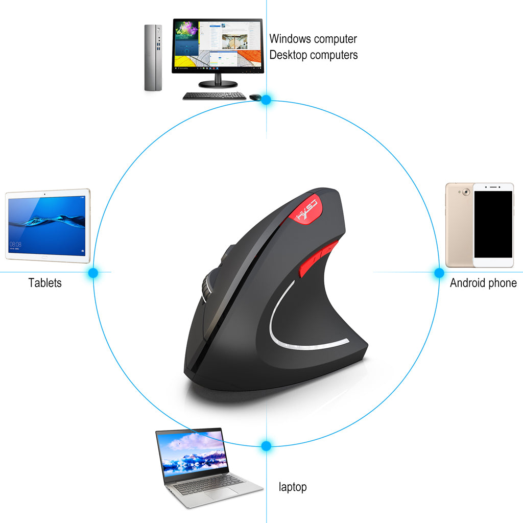 Bluetooth 3.0 Wireless Vertical Mouse with Adjustable Sensitivity Black