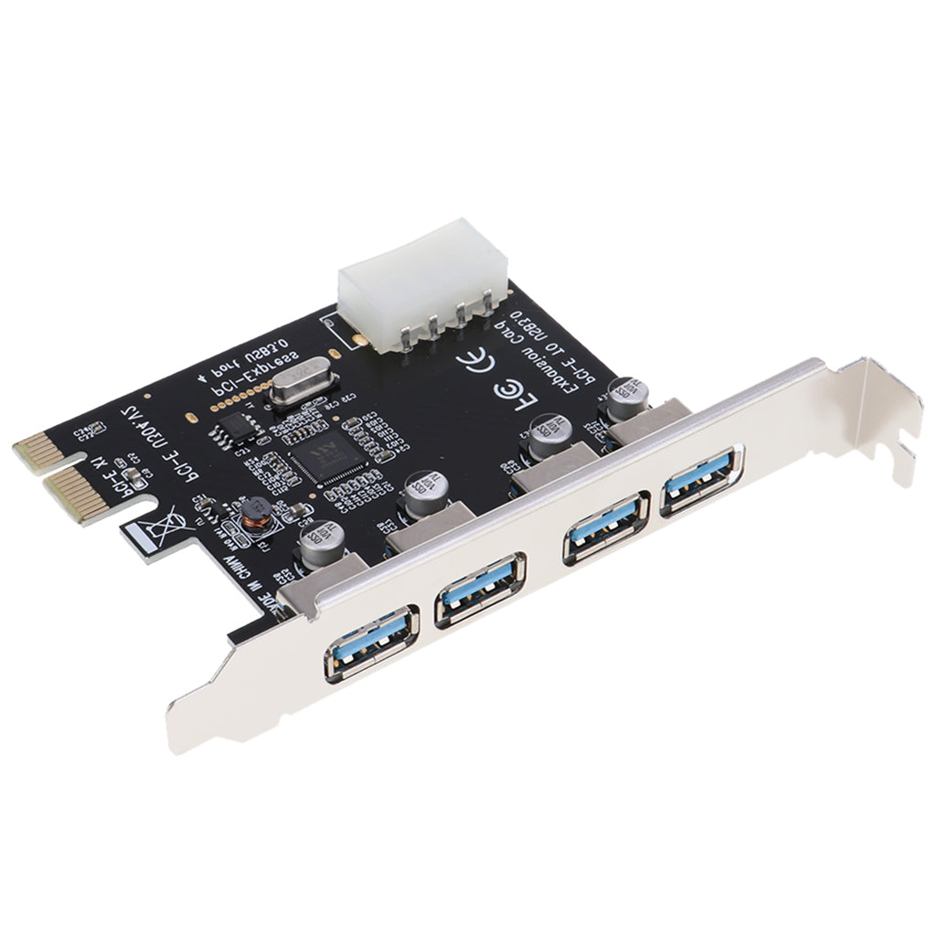 PCI-E USB 3.0 Hub Adapter Expansion Card 4 USB Port w/4PIN Power Supply Port