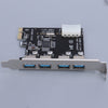 PCI-E USB 3.0 Hub Adapter Expansion Card 4 USB Port w/4PIN Power Supply Port