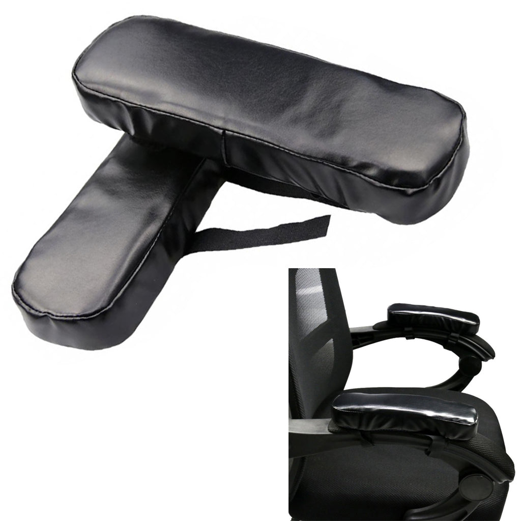 1 Pair PU Leather Wheelchair Armrest Cushion Pad Office Chair Elbow Support