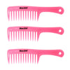 3 Pcs/Set Hairdressing Salon Anti-static handle wide Tooth Hair Comb  Pink