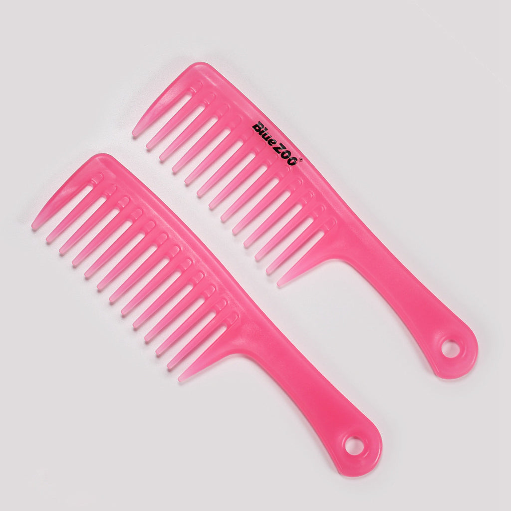 3 Pcs/Set Hairdressing Salon Anti-static handle wide Tooth Hair Comb  Pink